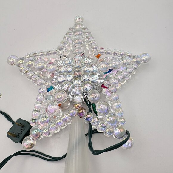 Light Up Star Christmas Tree Topper Bubble Style Iridescent Holiday Decor - Picture 4 of 8